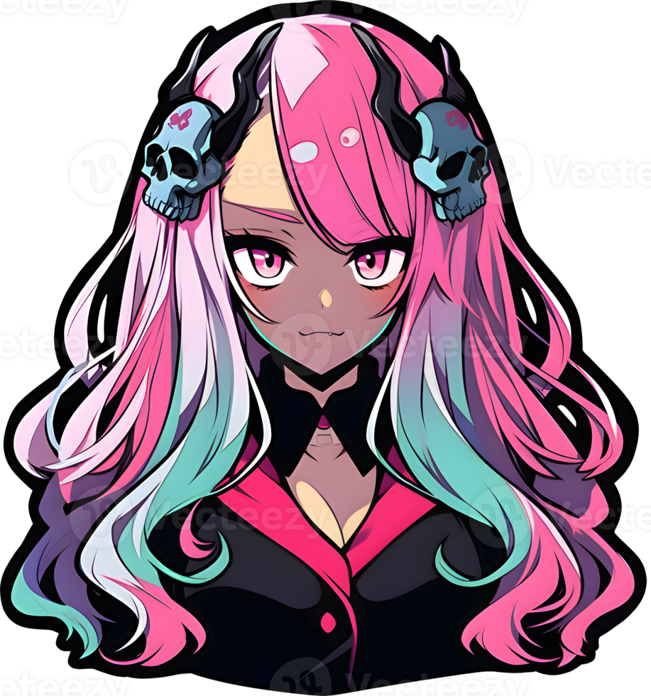 AI GENERATED - Sticker - Cute Anime Girl with Silver hair 24212220 PNG