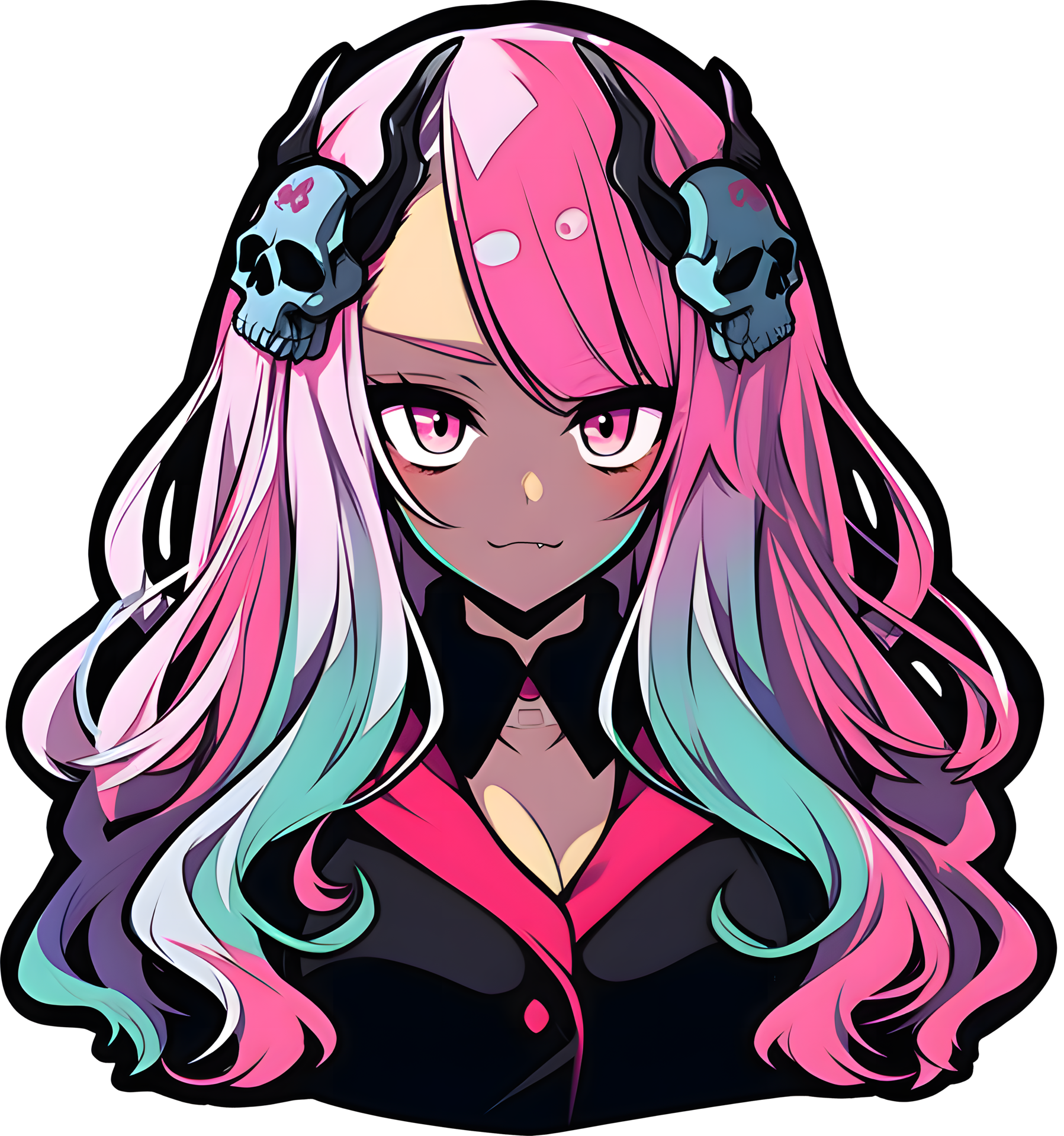 AI GENERATED - Anime Girl Sticker - The Dark Ones 24525730 PNG