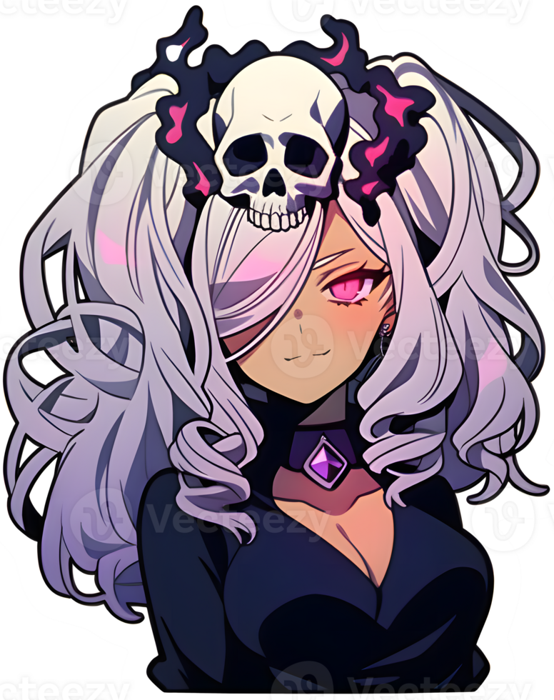 AI GENERATED - Anime Girl Sticker - The Dark Ones 24525716 PNG