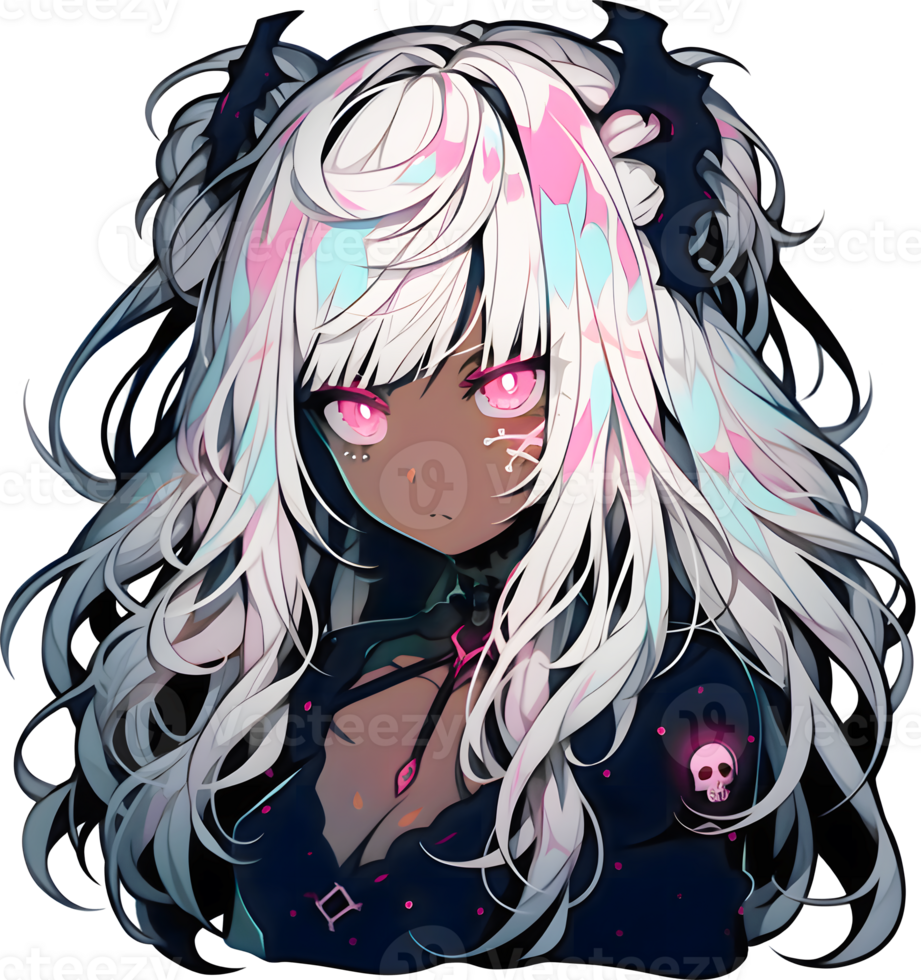 AI GENERATED - Anime Girl Sticker - The Dark Ones 24525716 PNG