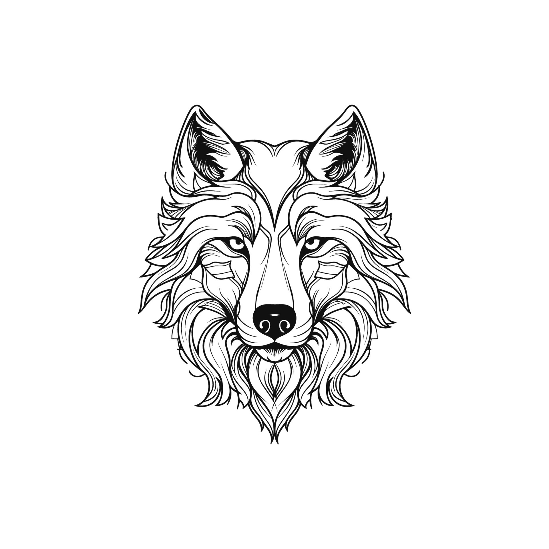 Wolf head tattoo. Aggressive wild animal vector illustration 24525934 ...