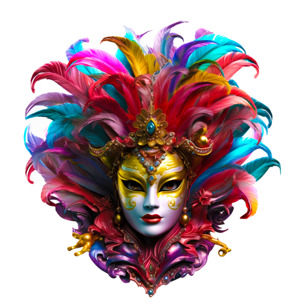 brésilien carnaval masque plume fête décoration mardi gras vénitien. génératif ai png