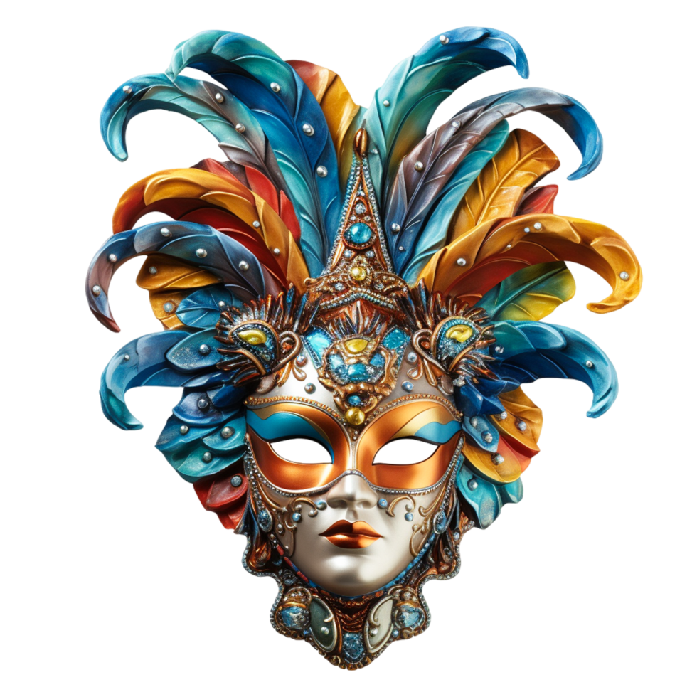 3d acuarela dorado barazil carnaval mascarilla. generativo ai png