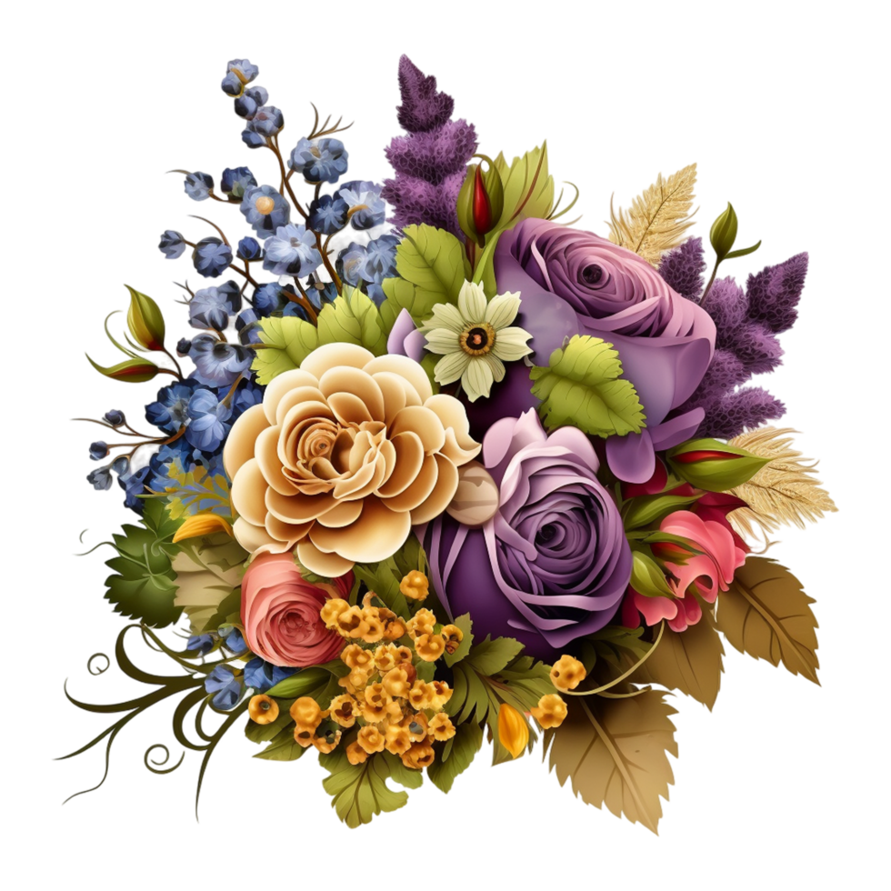 Red Simple Wild Watercolor Flower Bouquet. png
