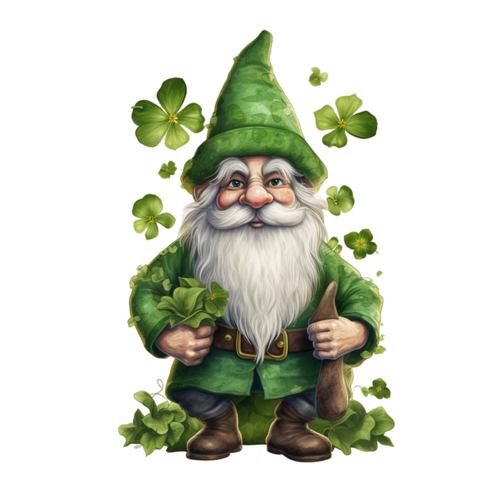 st patrick s journée gnomes en portant trèfle. génératif ai png