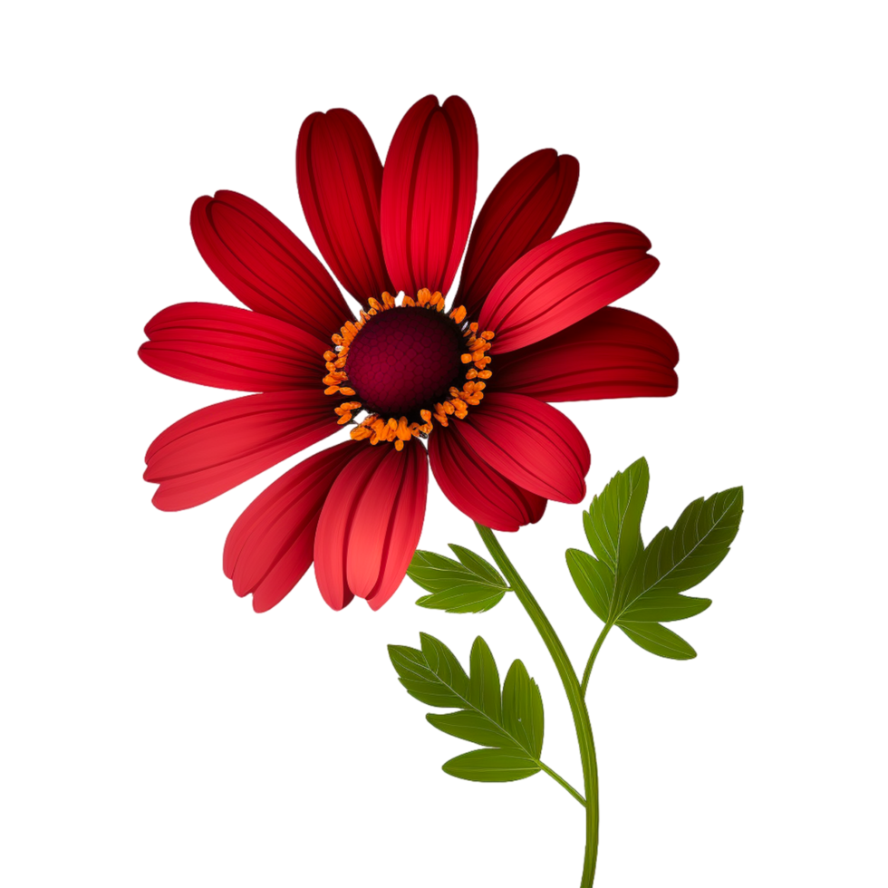 vert feuille gros rouge fleur. génératif ai png