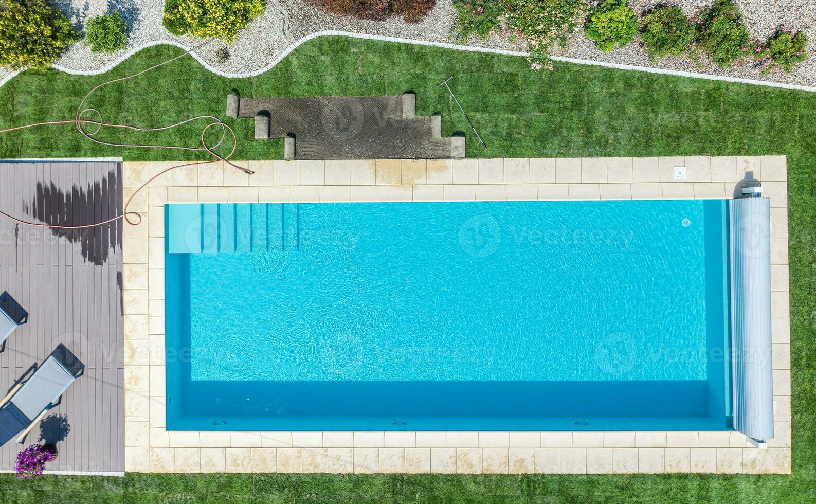 Brand New Outdoor Residential Swimming Pool Aerial View photo