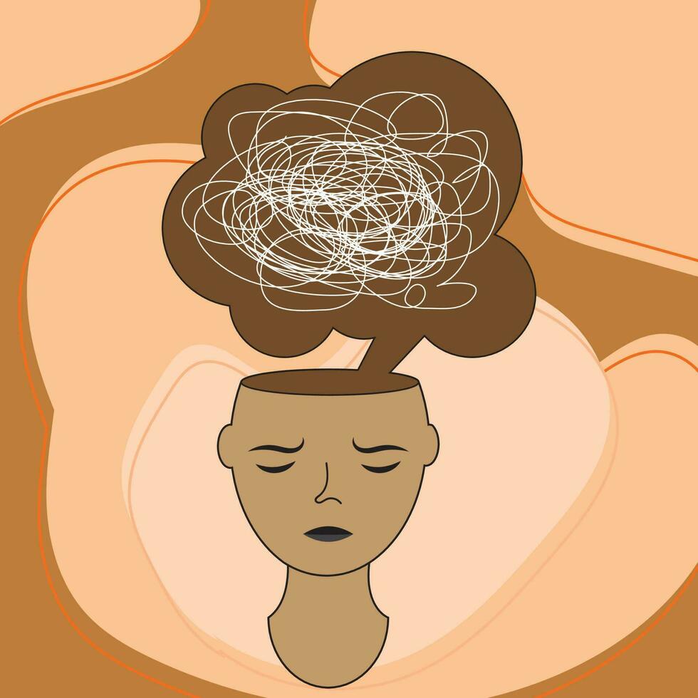 Mental health , illness,  vector illustratio, Anxiety, depression and mindfulness awareness