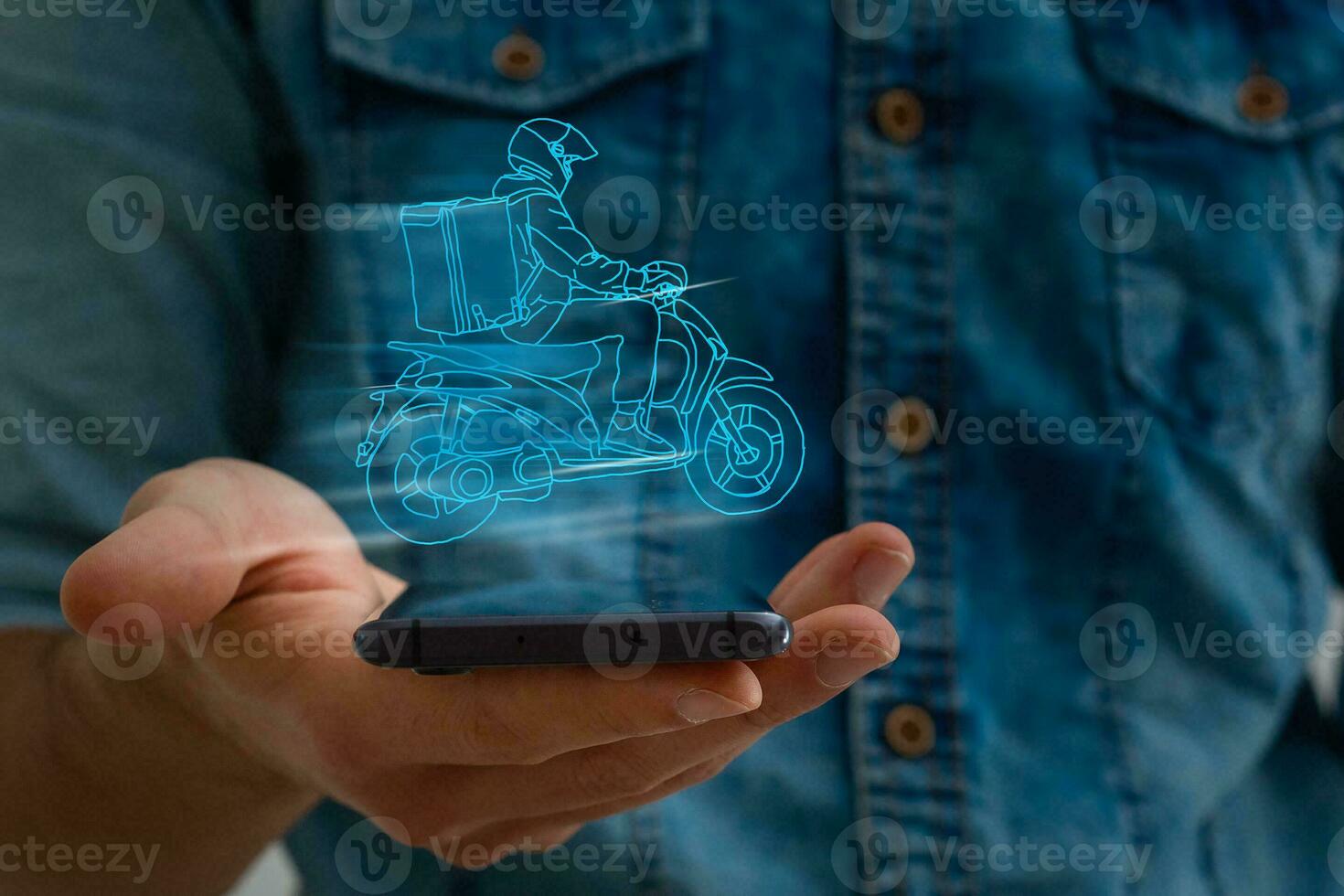 Logistics and transportation concept on virtual screen. Internet purchase delivery. photo