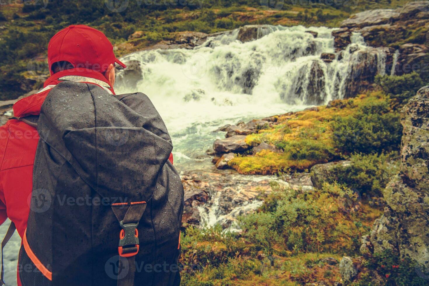 Rainy Trail with Waterfall photo