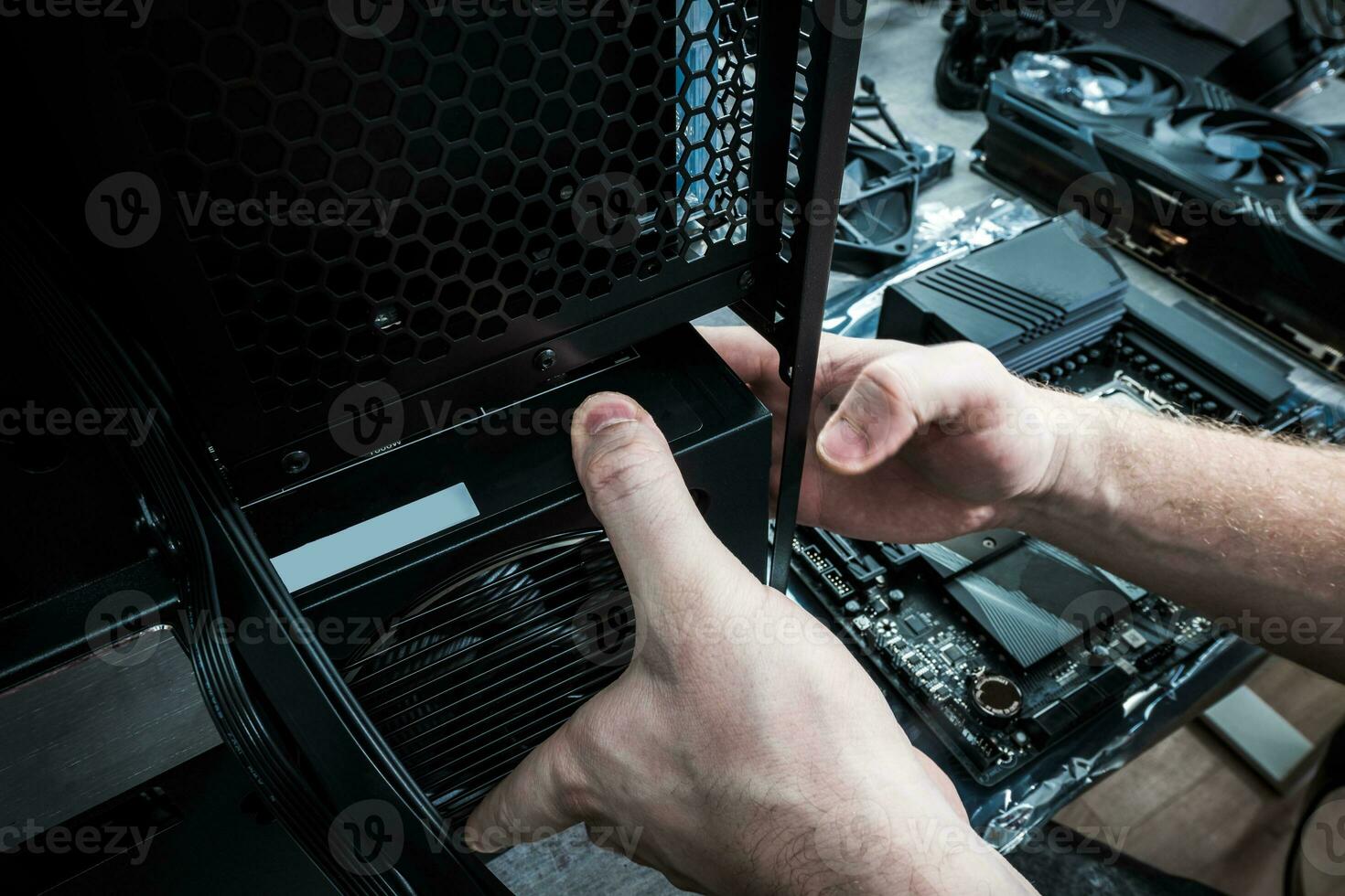 Powerful Modern Desktop Computer Workstation Building photo