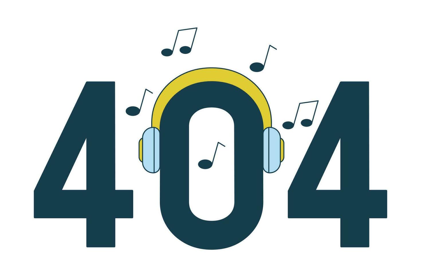 Headphones dj error 404 flash message. Listening to music beats. Audio sound. Empty state ui design. Page not found popup cartoon image. Vector flat illustration concept on white background