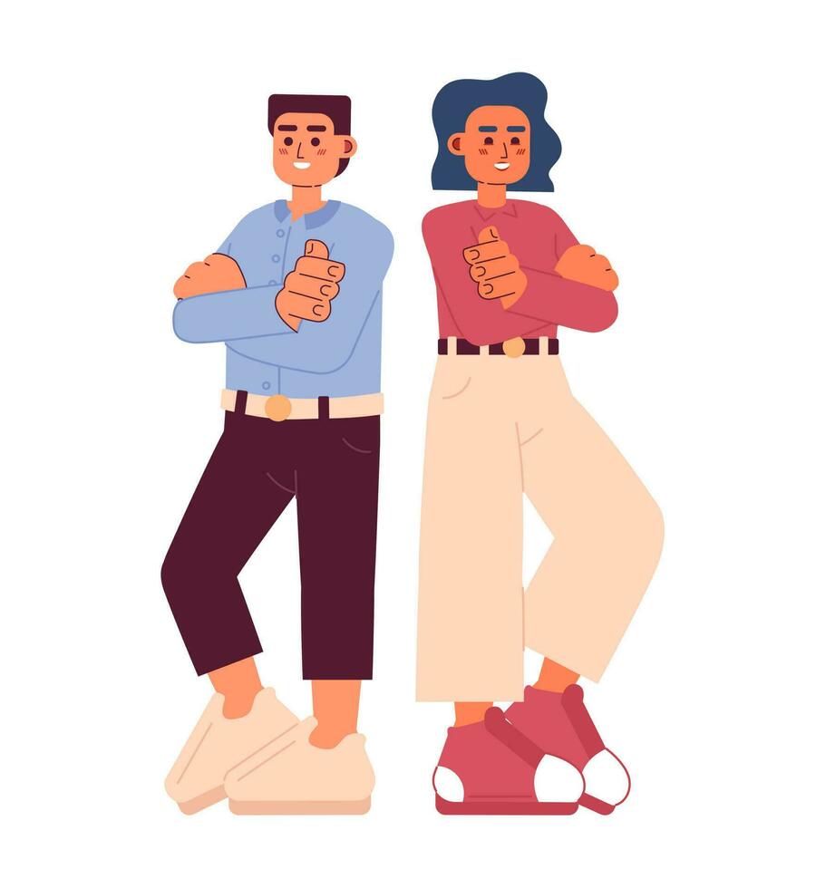 Business partners semi flat colorful vector characters. Strategic startup partnership. Alliance. Editable full body people on white. Simple cartoon spot illustration for web graphic design