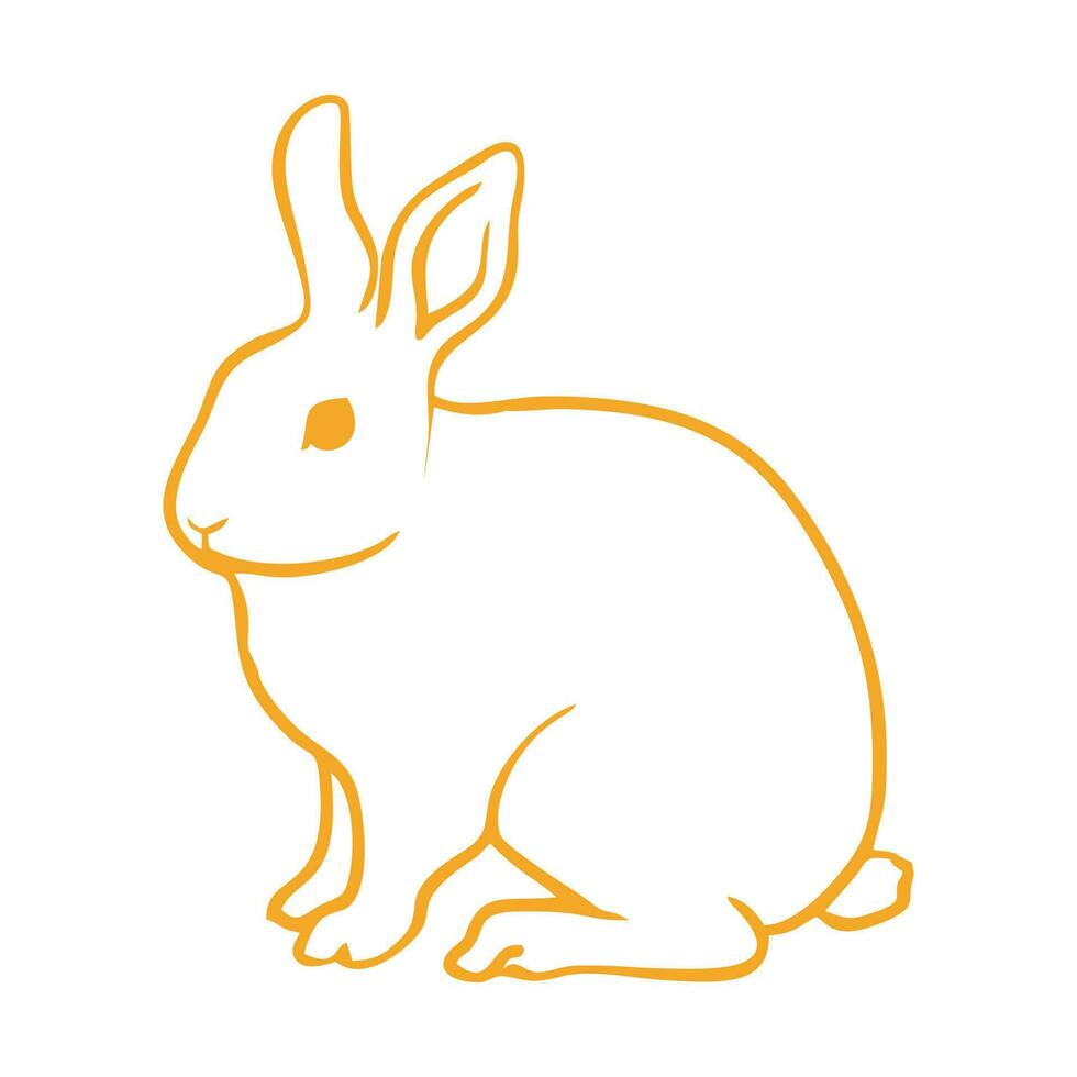 Vector illustration of a rabbit on a white background. isolated. Illustration of a cute rabbit in orange line style, perfect for designing animal coloring books for children
