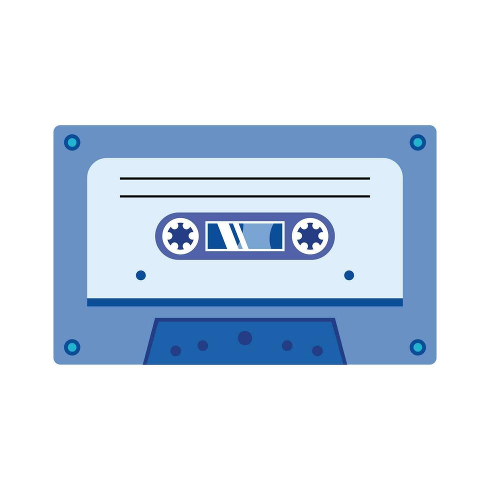 cassette icon over white background, vector illustration. colorful design. Cassette tape retro design in blue color. Music and recording design elements that can be used for various design needs