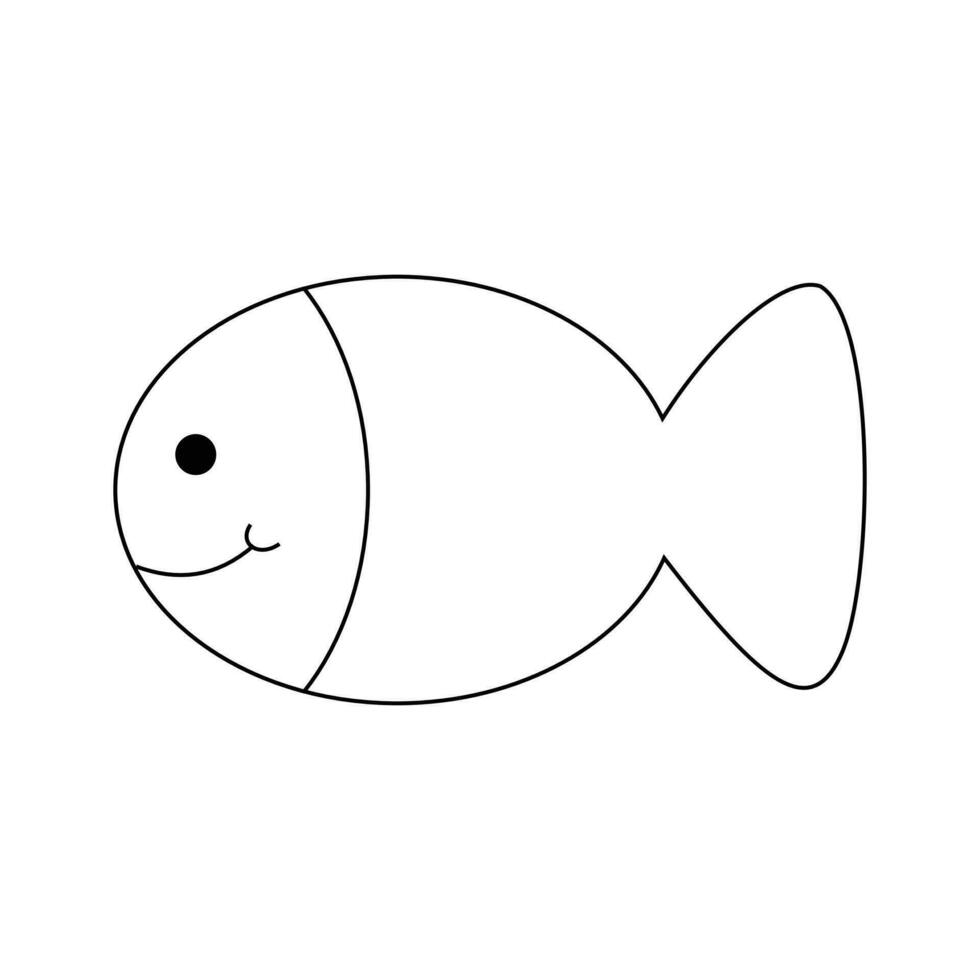 cute fish cartoon icon over white background, flat design, vector illustration. Cute and adorable fish coloring page. Suitable for use in designs for children etc