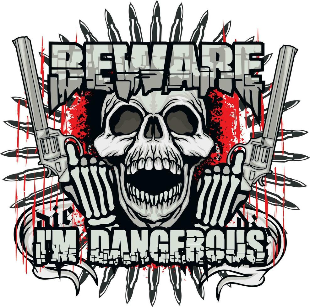 cowboy skull with guns, grunge vintage design t shirts vector