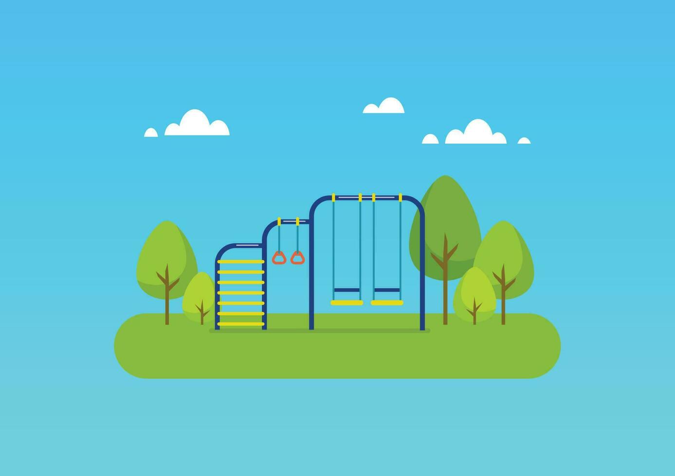 Playground equipments at public park vector
