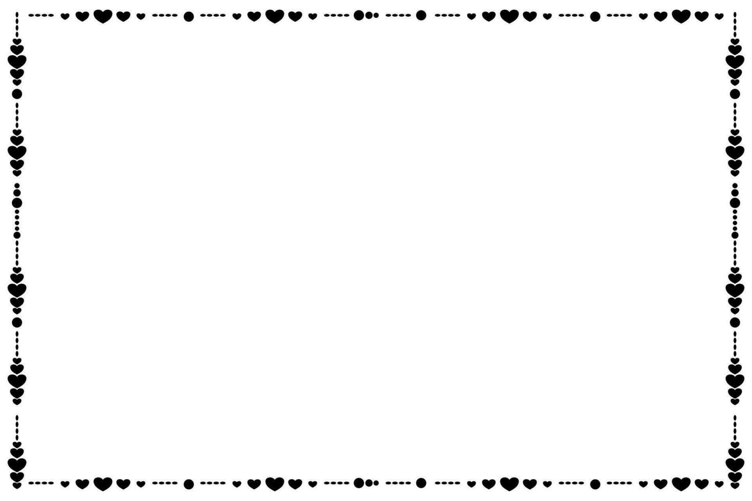 Vector - Cute border. Many black hearts on white background. Can be use for any card, print, paper, web, banner, brochure. Copy space for any text design.