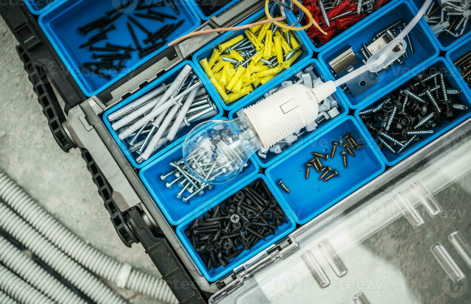 Professional Electrician's Tool Box Closeup photo