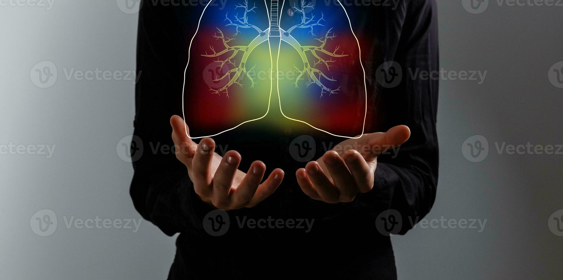 Artificial intelligence in smart healthcare hospital technology concept. AI biomedical algorithm and machine learning detect Pneumonia and cancer cell in X-Rays process. photo