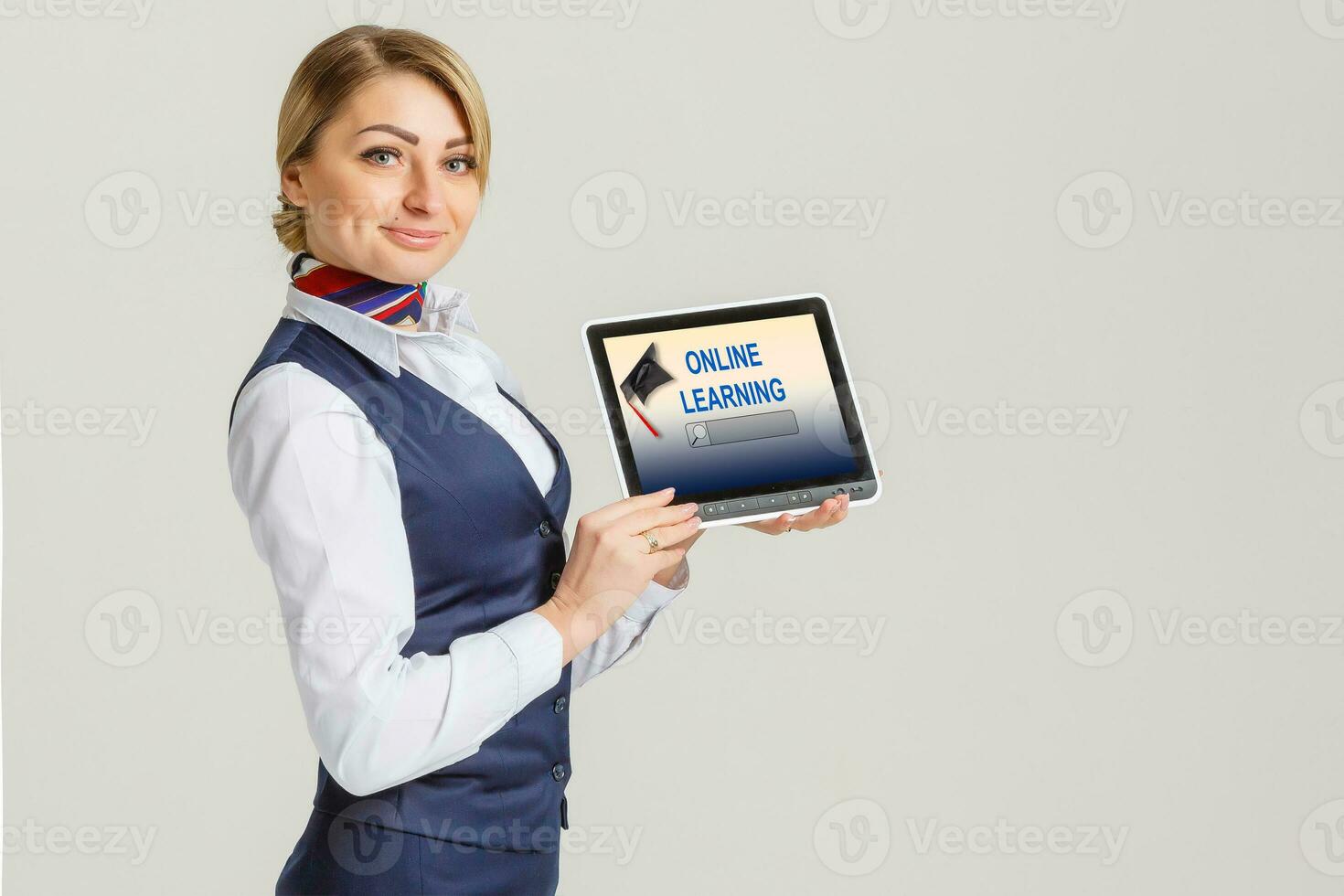 video conferencing with tutor on laptop at home. Distance education concept. photo