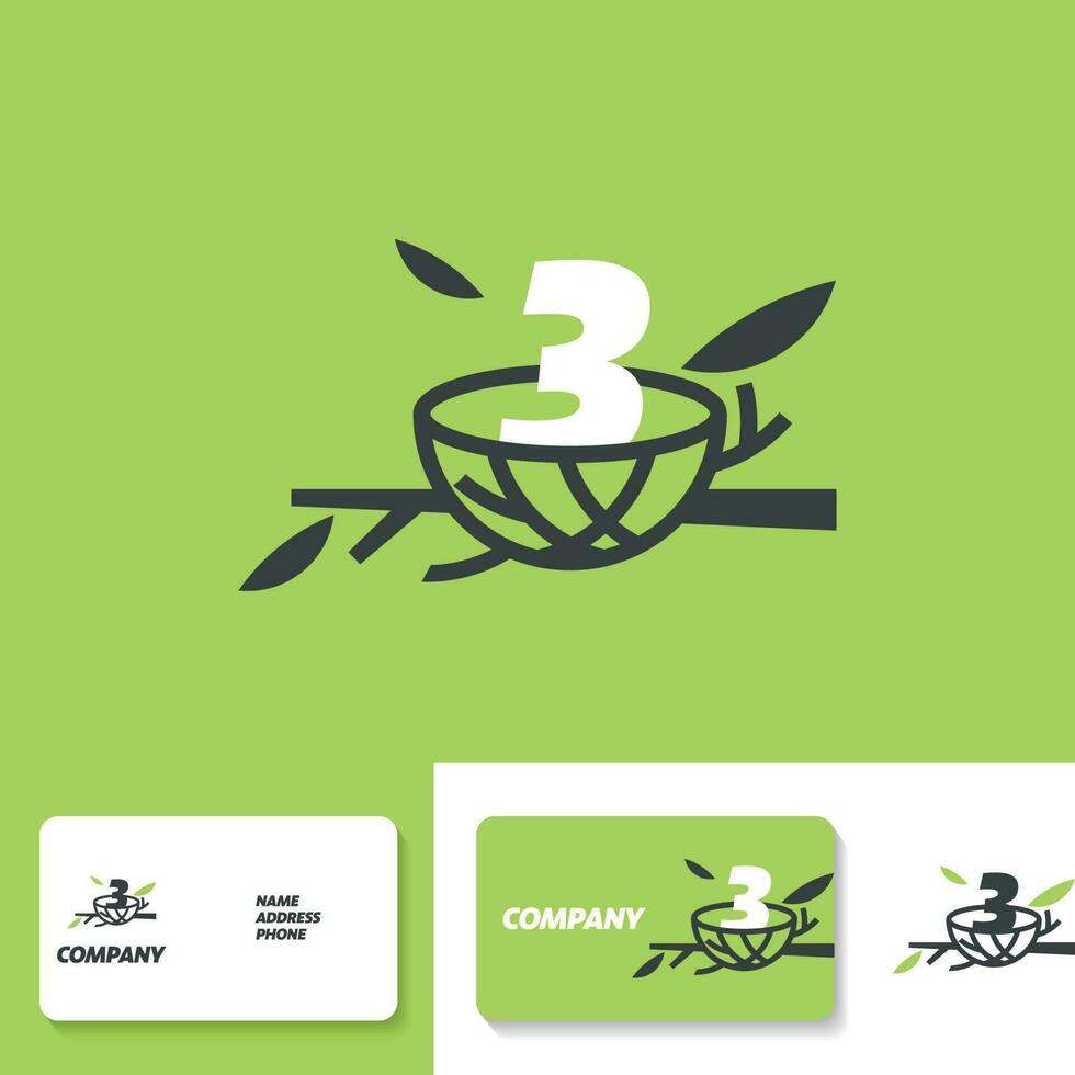 Numeric 3 Nest Logo vector