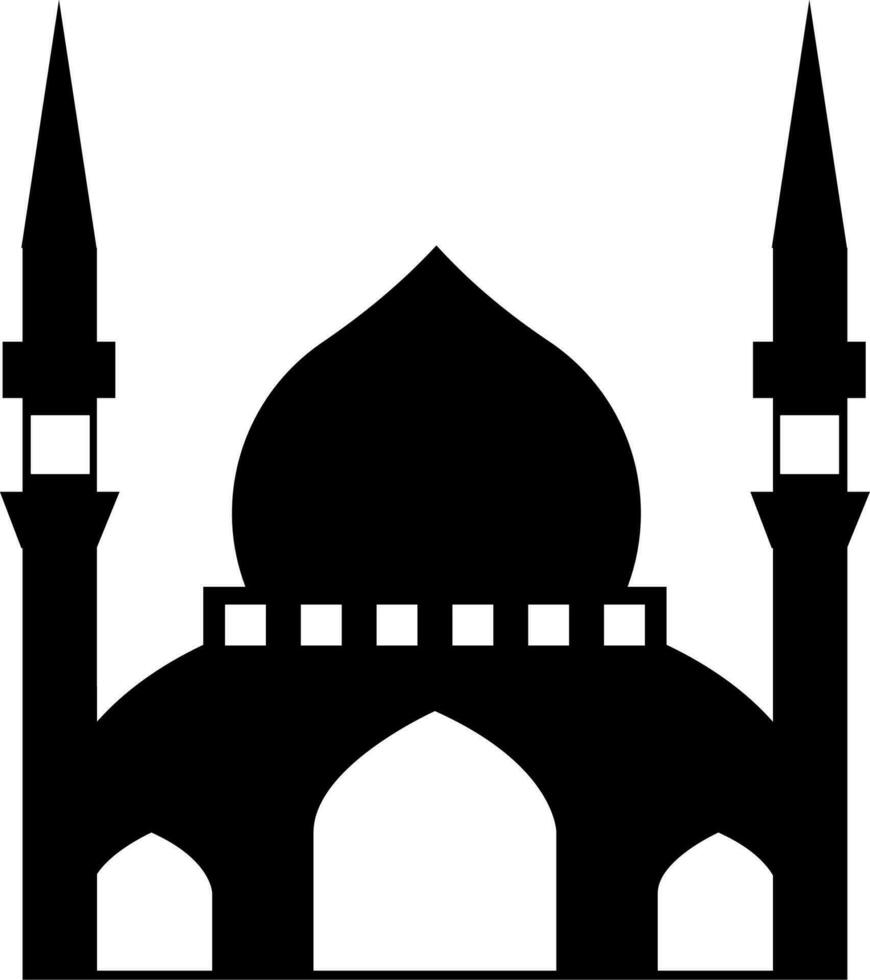 Mosque vector illustration. Silhouette mosque icon for sign and symbol of muslim worship place. Mosque icon of islam religion and muslim faith. Place of muslim to pray