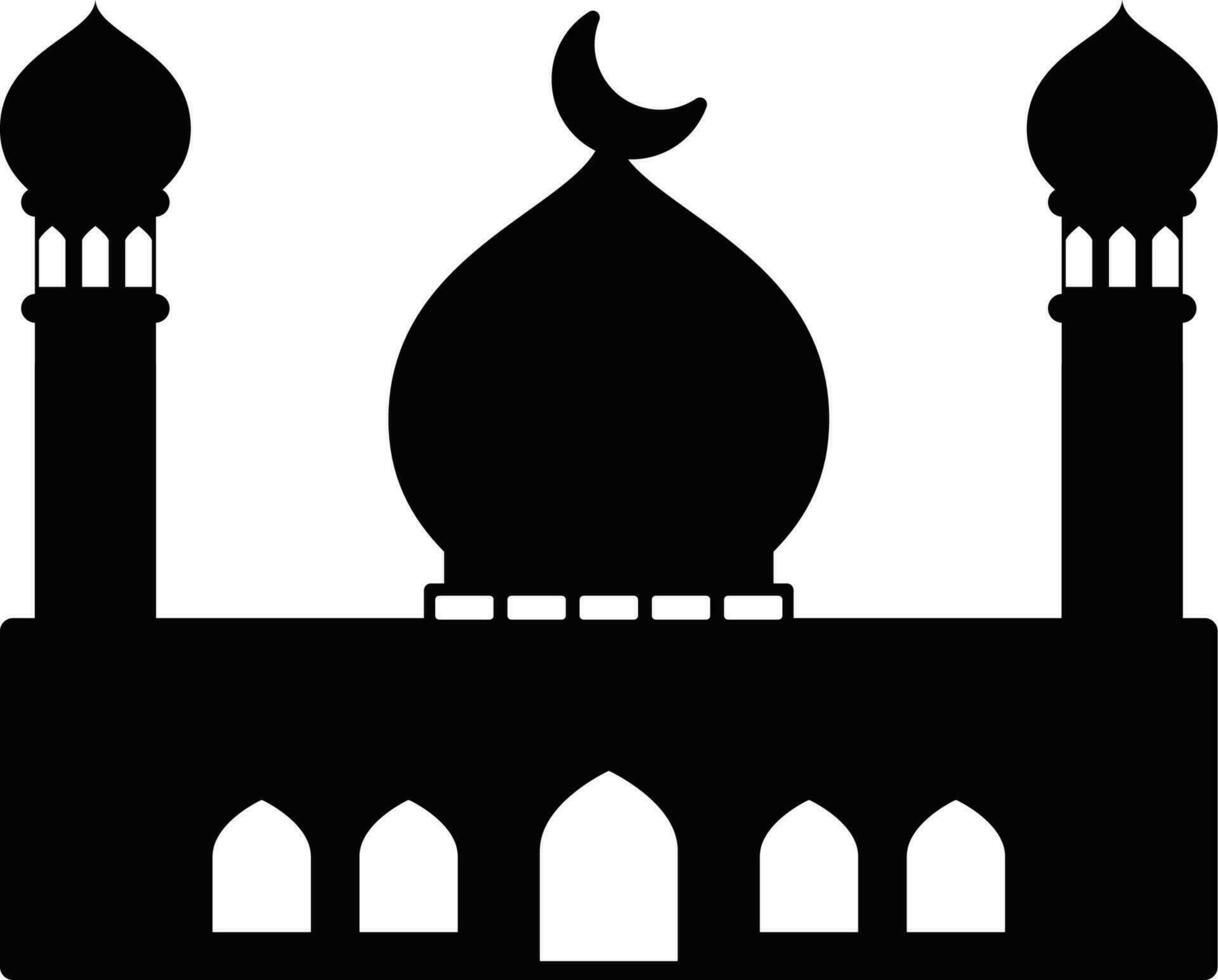 Mosque vector illustration. Silhouette mosque icon for sign and symbol of muslim worship place. Mosque icon of islam religion and muslim faith. Place of muslim to pray