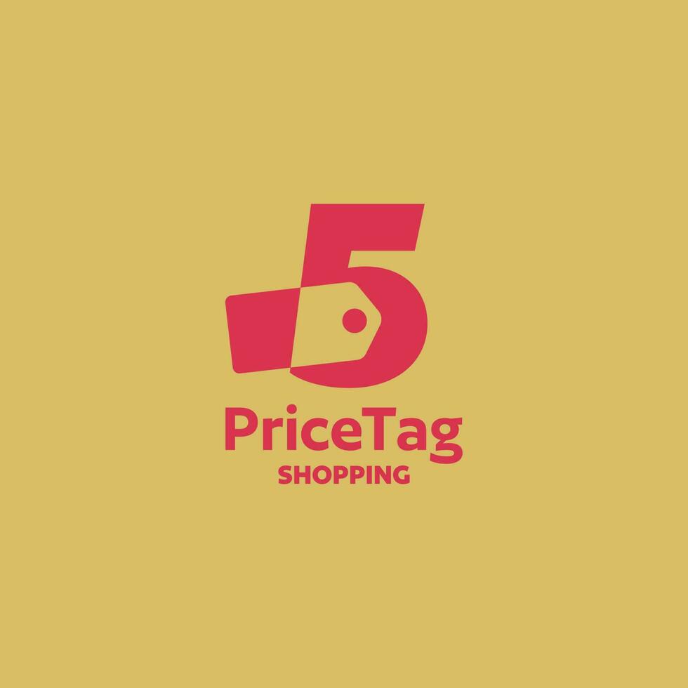 número 5 5 precio etiqueta logo vector