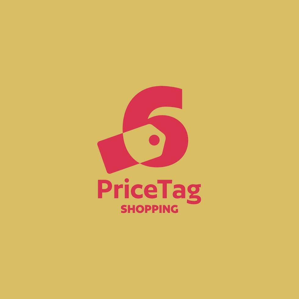 Number 6 Price Tag Logo vector