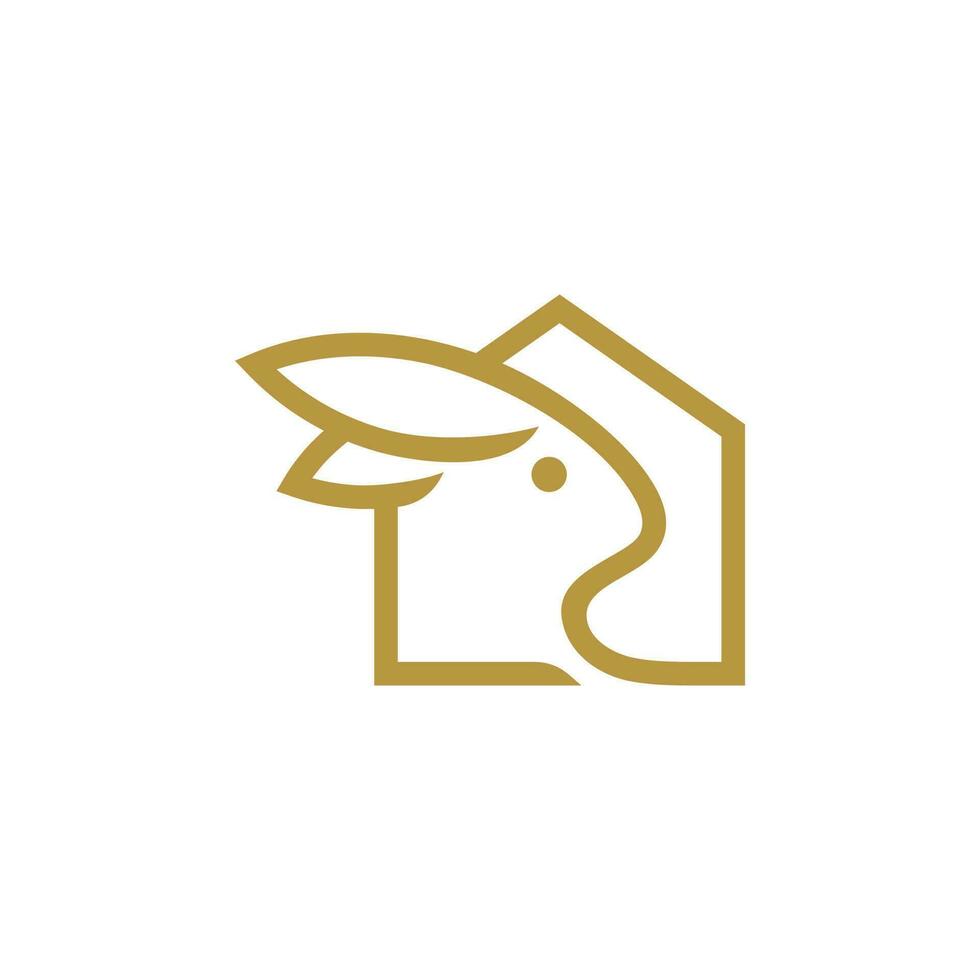 Rabbit House Minimal Animal Creative Logo Design Vector