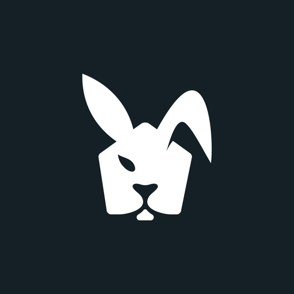 Conejo casa mínimo animal creativo logo diseño vector