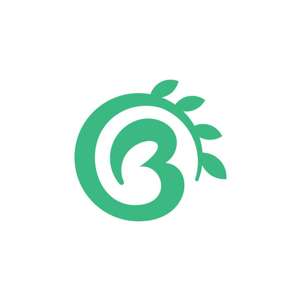 B Leaf Nature Creative Logo Design Vector