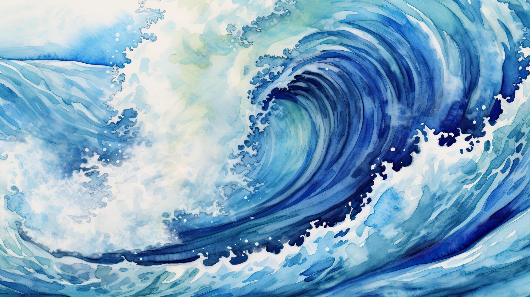 Watercolor sea wave. Illustration photo