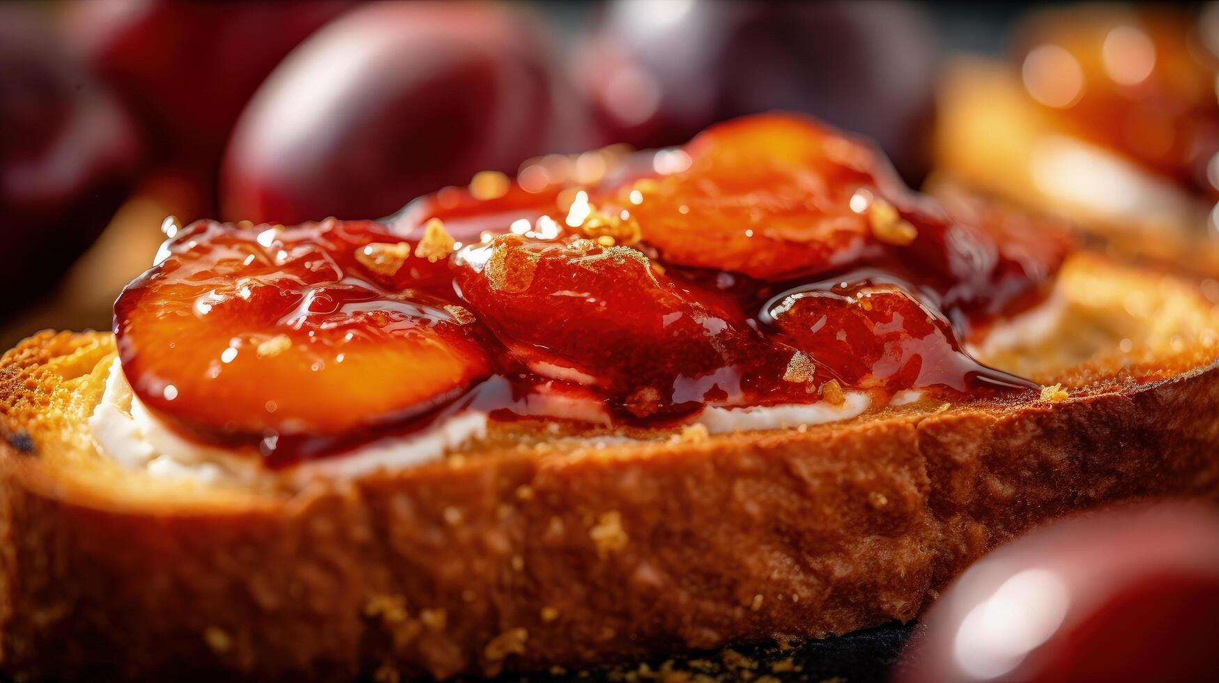 Toast with fresh plum jam Illustration photo