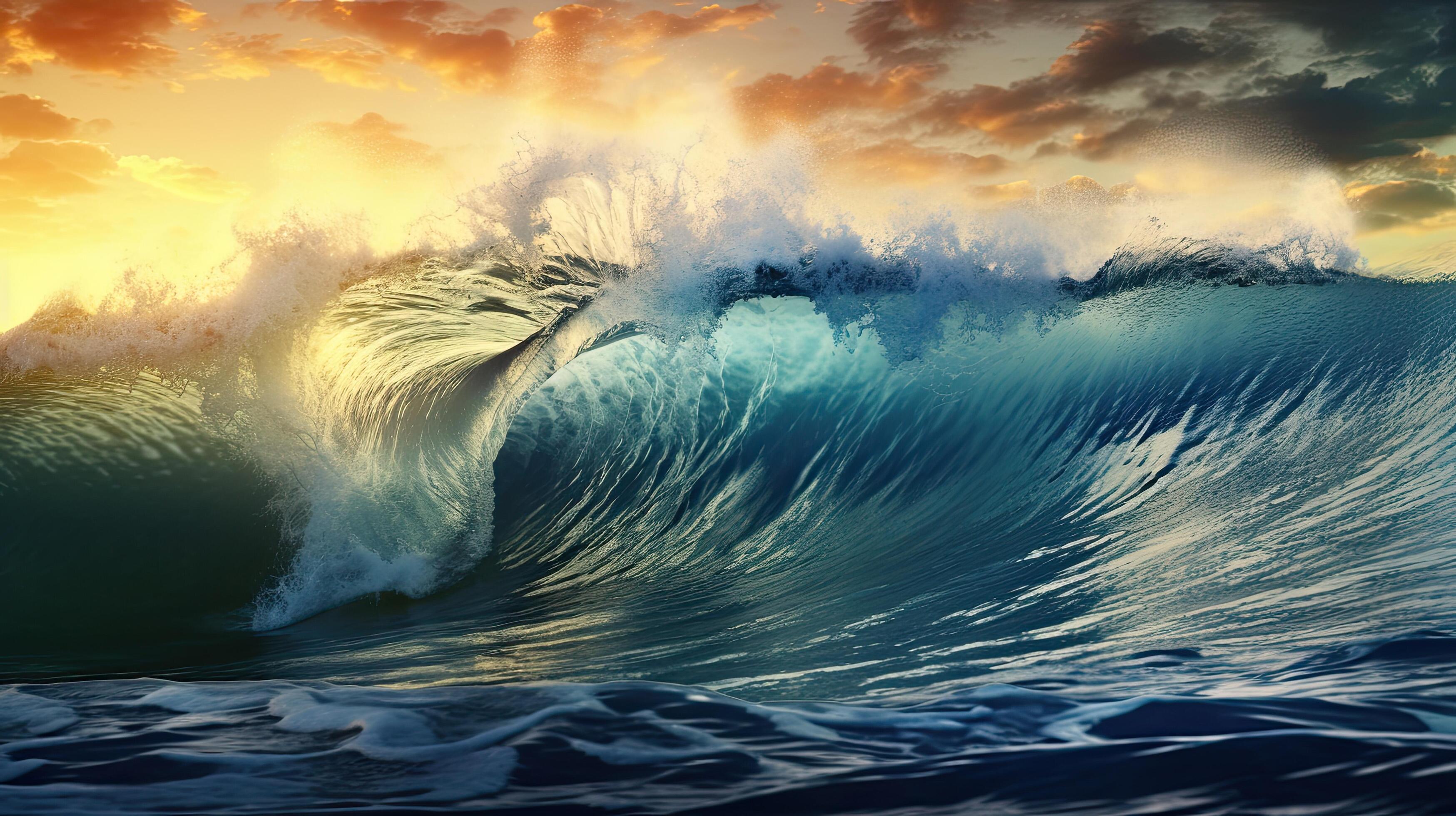 Watercolor sea wave. Illustration AI Generative 24529666 Stock Photo at ...