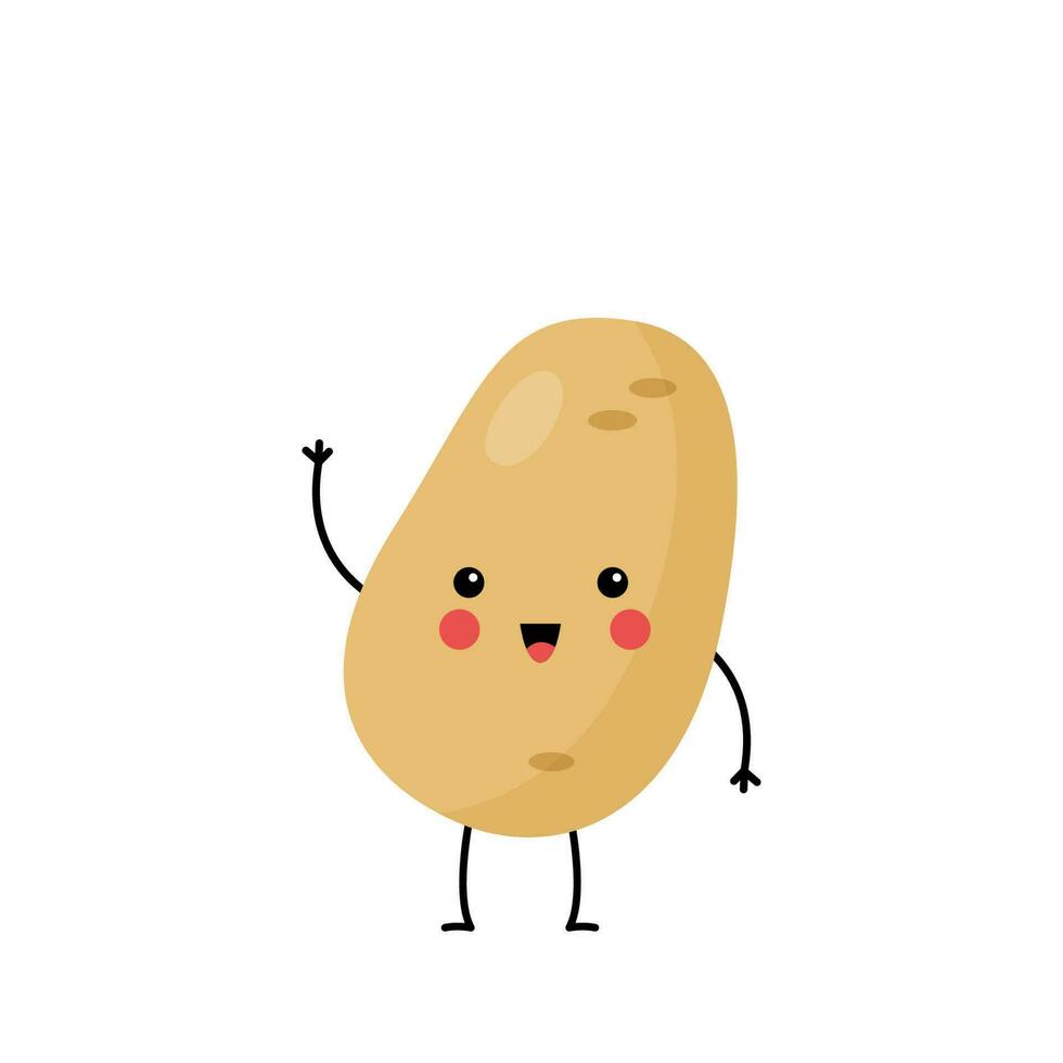 Vector picture of cute potato isolated on white background.