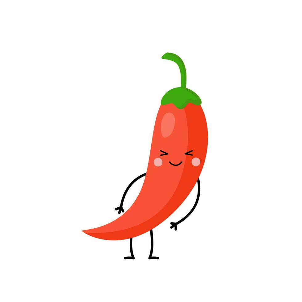 Vector picture of cute red hot chili pepper isolated on white background.