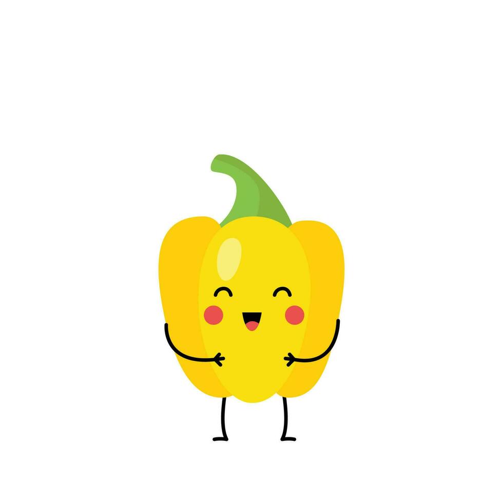 Vector picture of cute yellow pepper isolated on white background.