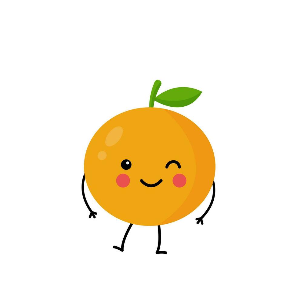 Vector picture of cute orange isolated on white background.