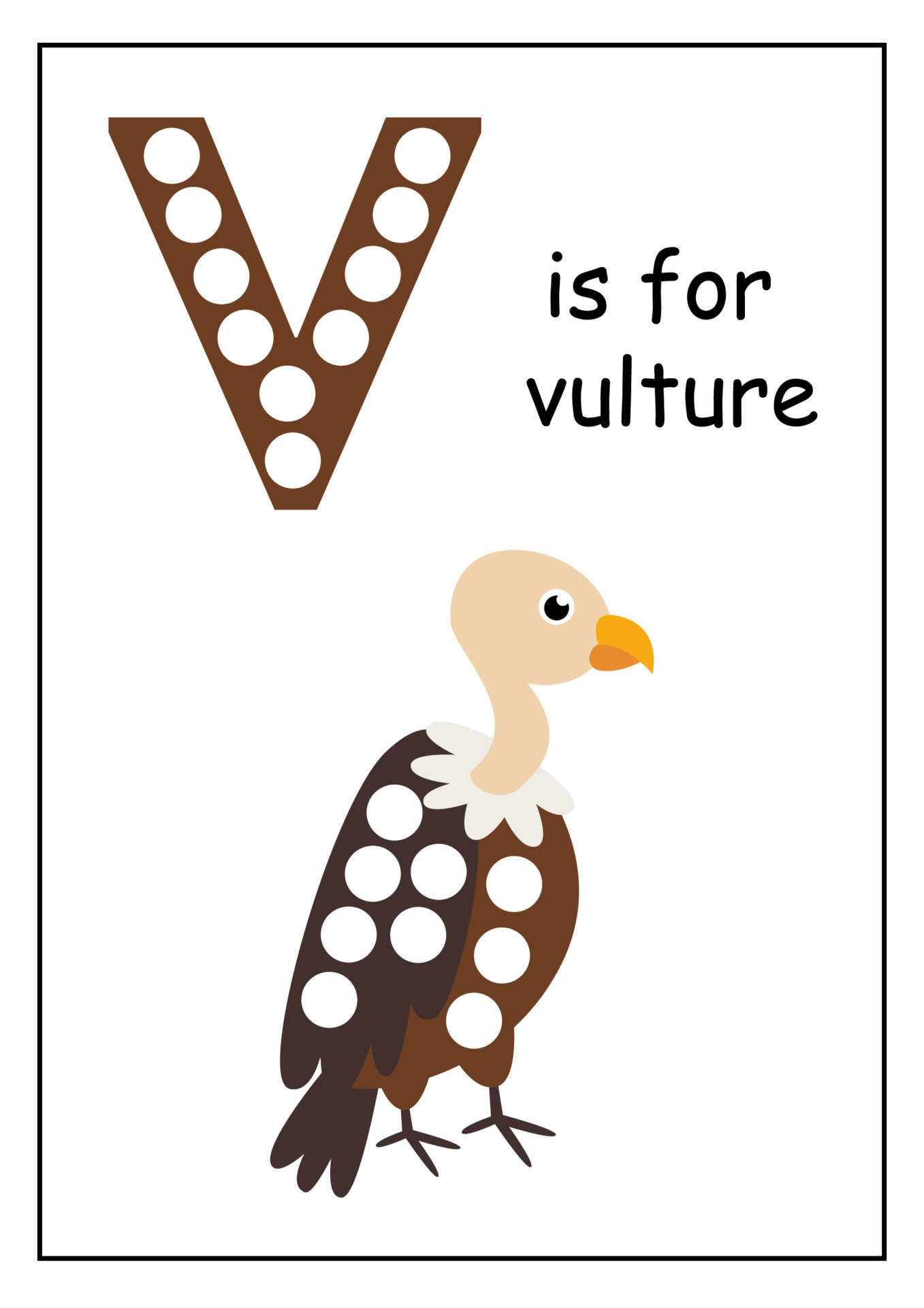 Learning English alphabet for kids. Letter V. Dot marker activity