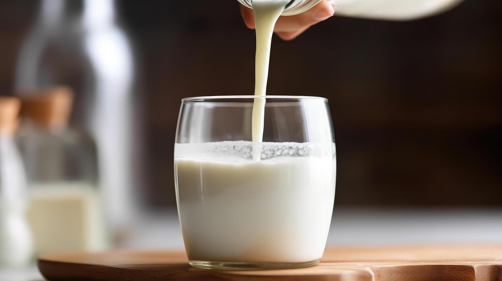 torrencial hecho en casa kéfir, suero de la leche o yogur con probióticos ilustración ai generativo foto