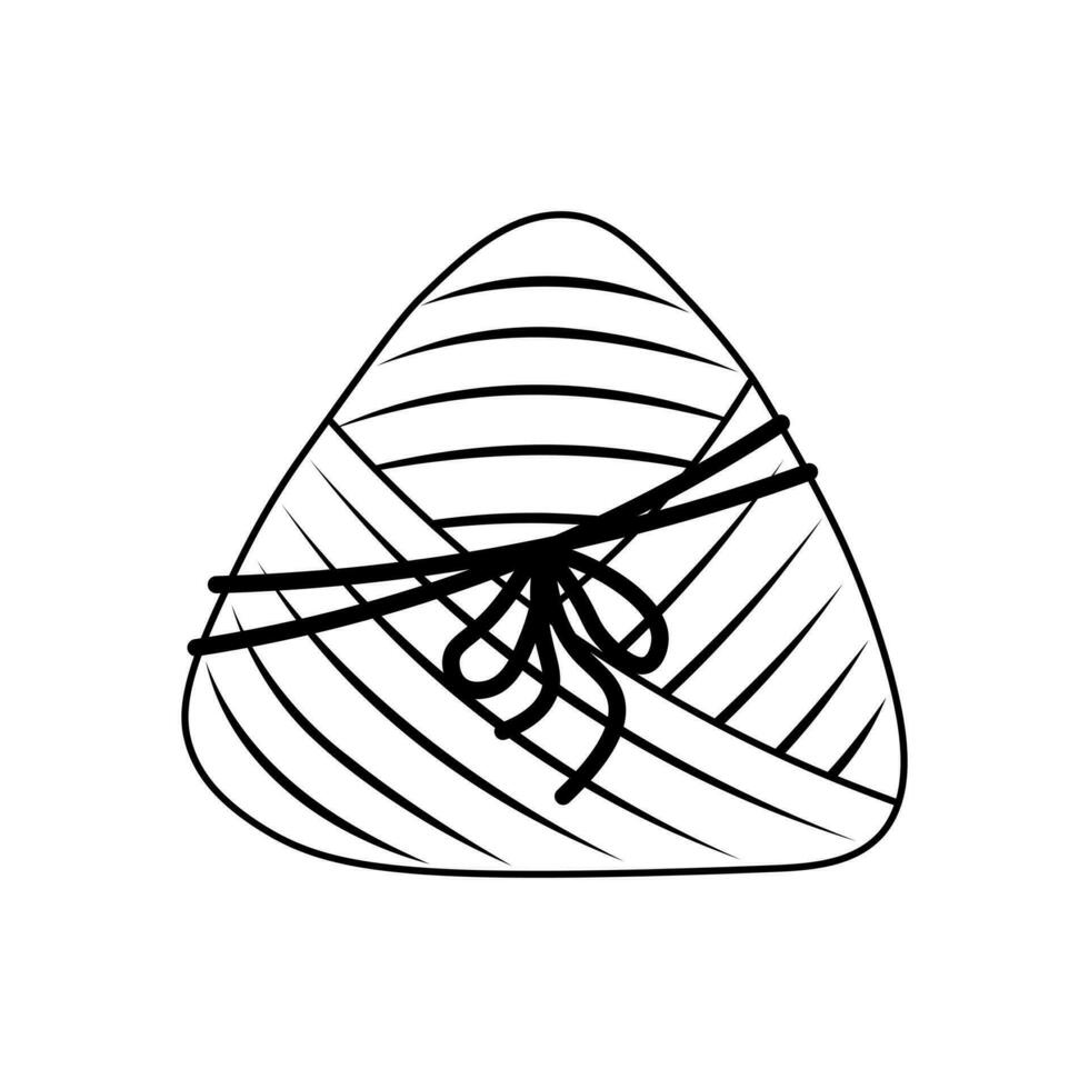 Coloring page zongzi wrapped in a leaf vector