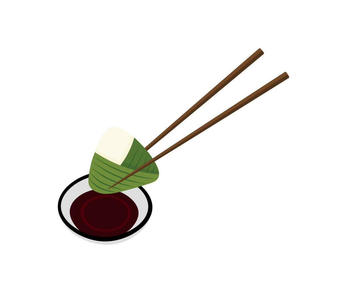 Zongzi and soy sauce vector