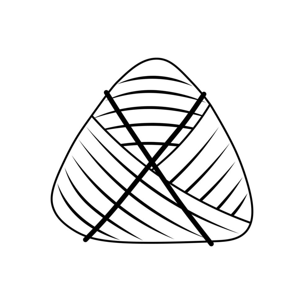 Zongzi wrapped in bamboo leaf coloring page vector