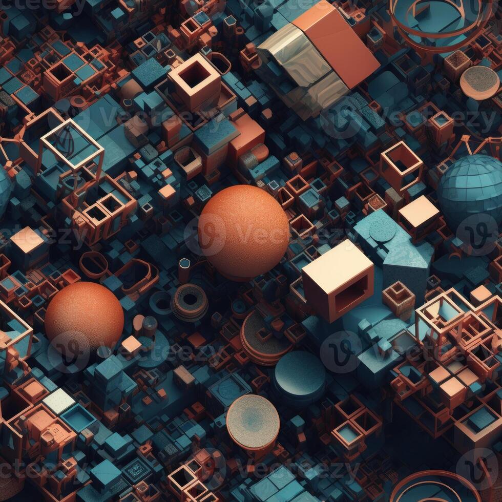 Colorful seamless geometric pattern created with technology photo
