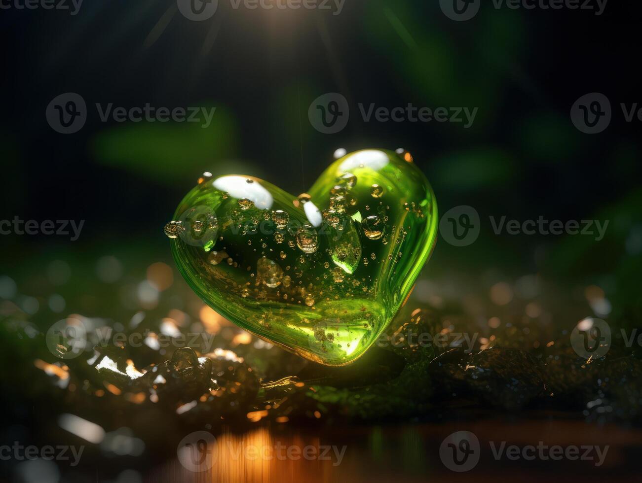 Green heart that represents environmental protection created with technology. photo