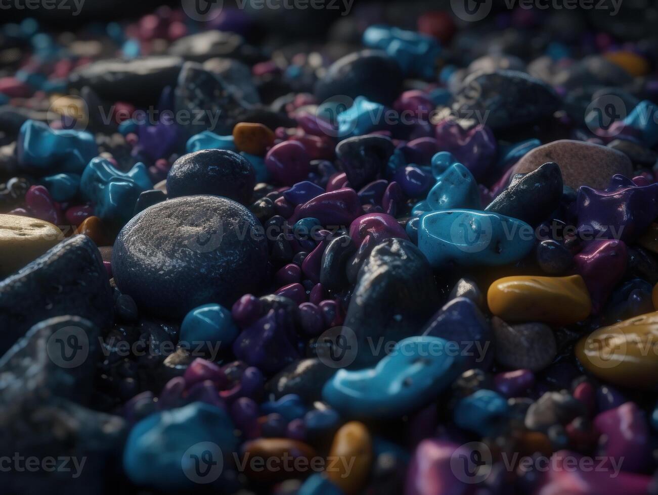Translucent glass Stones and pebbles Abstract background with geometric shapes created with technology. photo