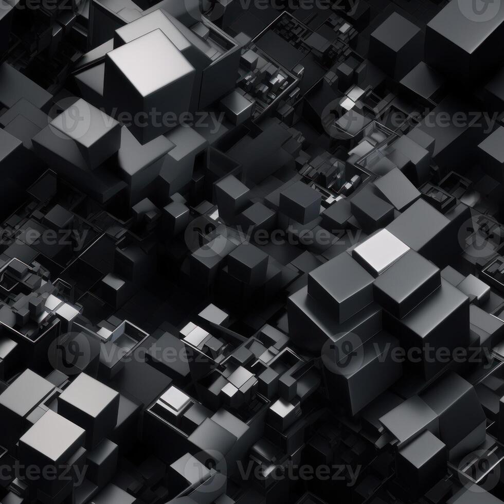 Dark black Geometric grid background created with technology photo